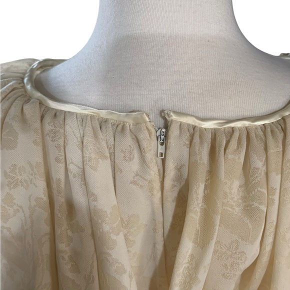 Vintage cream sheer lily pad lace pattern ruffle dress size l/xl - Picture 6 of 8